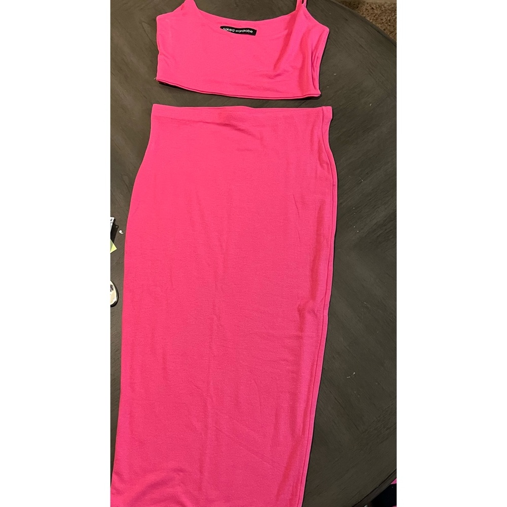 Naked Wardrobe Pink Skirt Set